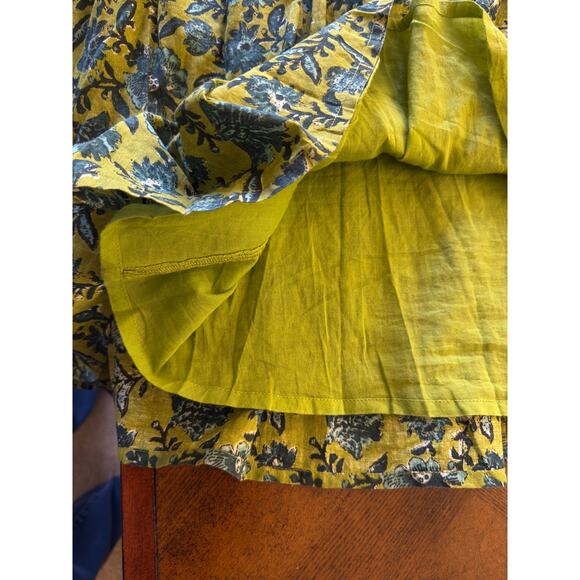 Natural Life Aimee Green Floral Puff Sleeve Mini Tunic Dress VNeck Boho Cotton S - Picture 5 of 12